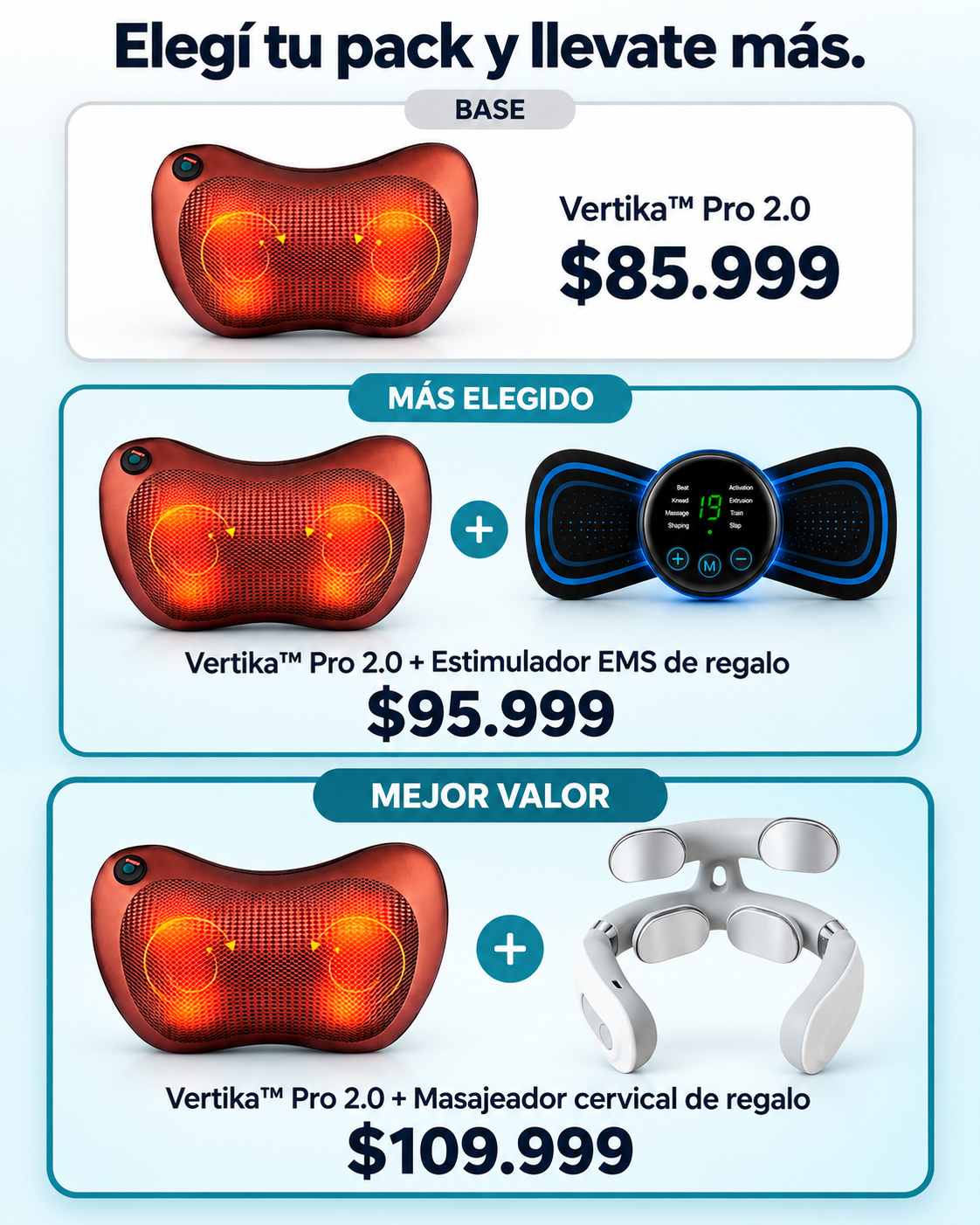 Masajeador de espalda Vertika™ Pro 2.0